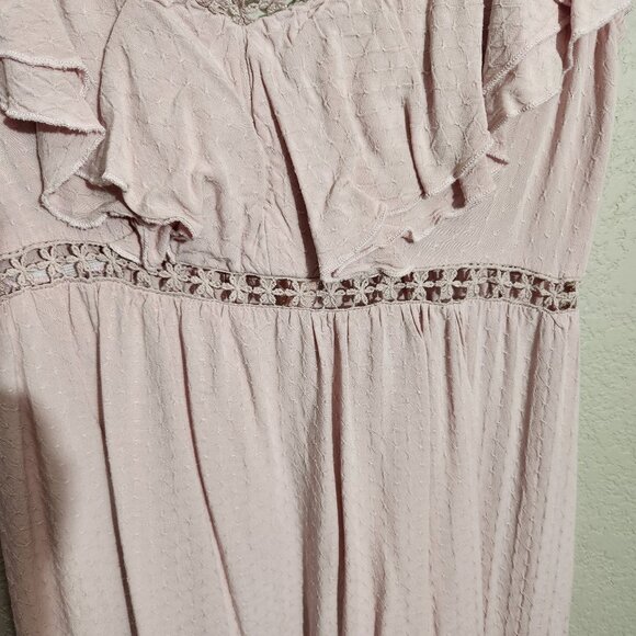 Simplee Dress Womens Medium Light Pink Maxi Dress Ruffle Sleeves & Lace Fairy - Picture 3 of 13